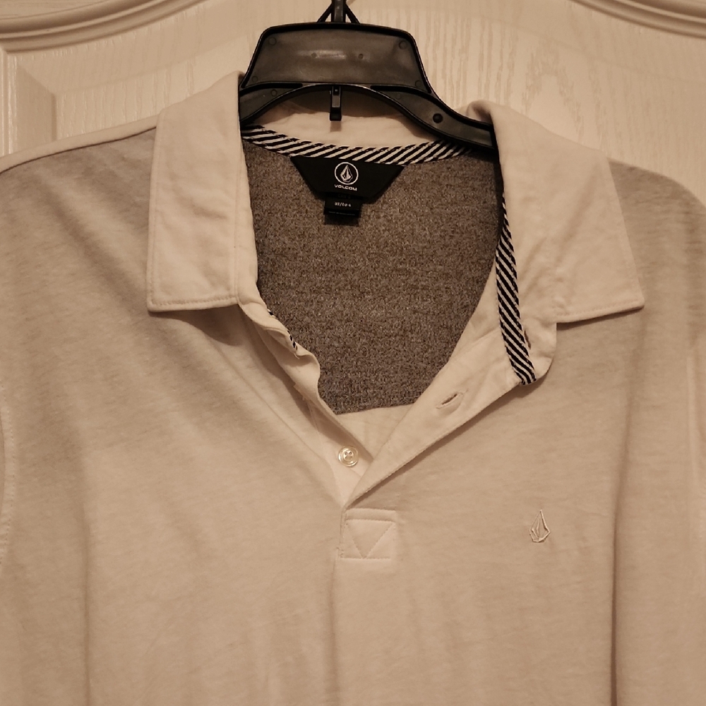 Volcom White Collared Shirt Size Large